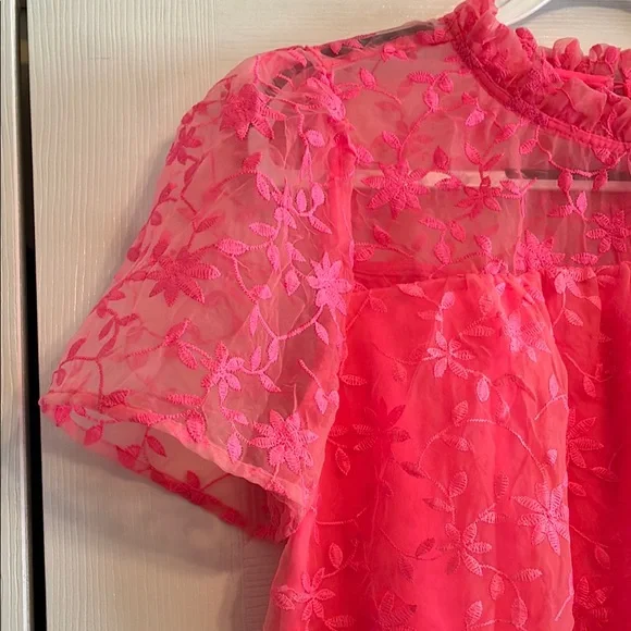 JODIFL Pink Floral Lace Blouse, NWOT - Picture 4 of 13